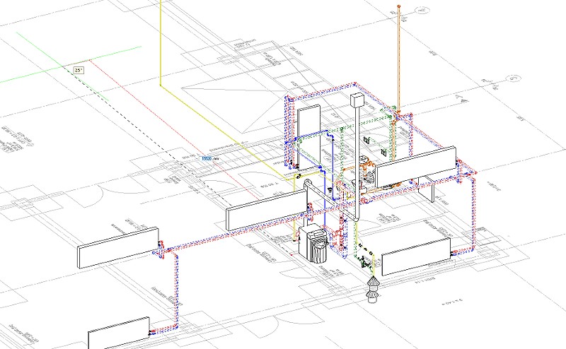 Ausschnitt 3D-Modell TGA Installationen